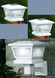 Set of 2 White Fairmont Post Cap or Wall Solar Lights