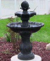 2 Tiered Solar On Demand Fountain Birdbath in Black