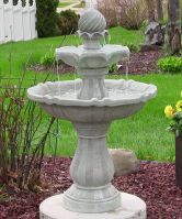 2 Tier Solar On Demand Water Fountain White Earth