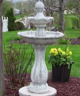 White 2 Tier Arcade Solar on Demand Fountain with LEDs