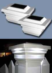 Set of 2 Regal Post Cap Solar Lights in White