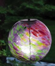 Hanging Solar Gazing Ball Pink and Green