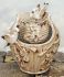 Tabletop Fountain Distressed Ivory Pots with Birds