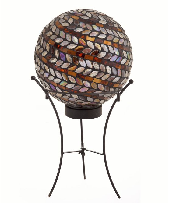 Metallic Spiral Solar Gazing Ball with Stand