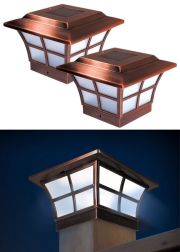 Set of 2 Prestige Copper Post Cap Solar Lights