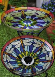 Dragonfly Tiffany Solar Birdbath