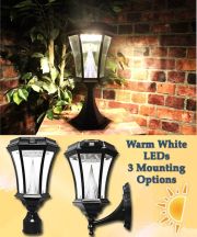 Warm White Victorian Solar Lamp 3 Mounting Options