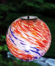 Blue and Red Hanging Solar Gazing Ball