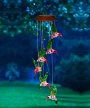 Hummingbird Painted Solar Mobile and Wind Chime