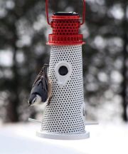 White Lighthouse Bird Feeder with Solar Lights